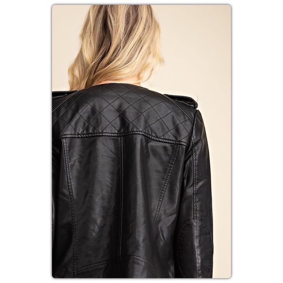 Black Vegan Leather Jacket - Picture 5 of 6
